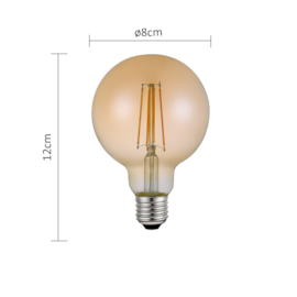 LÂMPADA LED GLOBO G125 FILAMENTO E27 ÂMBAR 2500K 6W BIVOLT | NORDECOR 1075