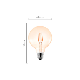 LÂMPADA LED GLOBO G95 FILAMENTO E27 ÂMBAR 2400K 4W BIVOLT | NORDECOR 1050