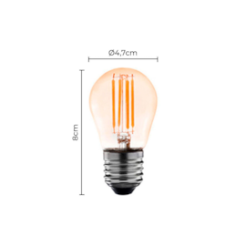 LÂMPADA LED MINI BULBO BOLINHA FILAMENTO E27 ÂMBAR 2400K 4W BIVOLT | NORDECOR 1043