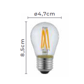 LÂMPADA LED MINI BULBO BOLINHA FILAMENTO E27 CLEAR 2400K 4W BIVOLT | NORDECOR 1052