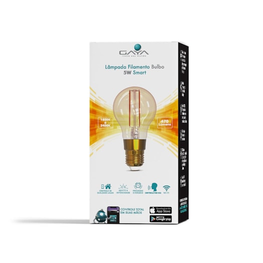 LÂMPADA LED SMART BULBO FILAMENTO DIMERIZÁVEL 5W 1800K/2400K IP20 BIVOLT | GAYA 9873 LÂMPADA LED SMART BULBO FILAMENTO DIMERIZÁVEL 5W 1800K/2400K IP20 BIVOLT | GAYA 9873