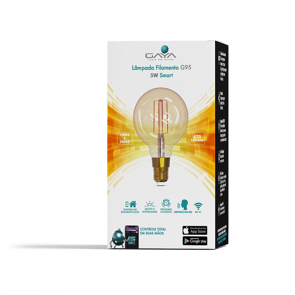 LÂMPADA LED SMART G95 FILAMENTO DIMERIZÁVEL 5W 1800K/2400K IP20