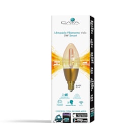 LÂMPADA LED SMART VELA FILAMENTO DIMERIZÁVEL 5W 1800K/2400K IP20 BIVOLT | GAYA 9872 LÂMPADA LED SMART VELA FILAMENTO DIMERIZÁVEL 5W 1800K/2400K IP20 BIVOLT | GAYA 9872