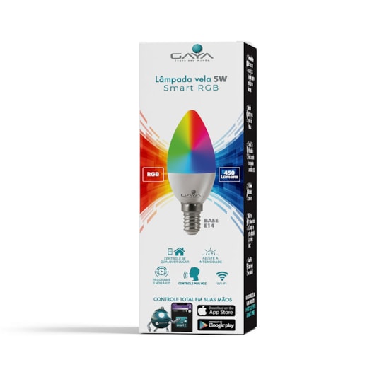 LÂMPADA LED SMART VELA RGB BIVOLT 5W IP20 BIVOLT | GAYA 9823 LÂMPADA LED SMART VELA RGB BIVOLT 5W IP20 BIVOLT | GAYA 9823