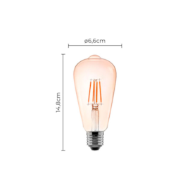 LÂMPADA LED ST64 FILAMENTO E27 ÂMBAR 2400K 4W BIVOLT | NORDECOR 1048