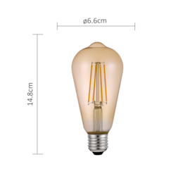 LÂMPADA LED ST64 FILAMENTO E27 ÂMBAR 2500K 6W BIVOLT | NORDECOR 1072