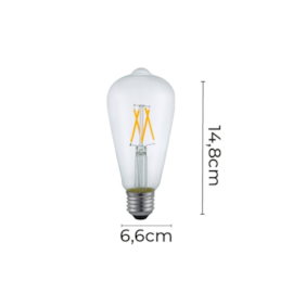 LÂMPADA LED ST64 FILAMENTO E27 CLEAR 2400K 4W BIVOLT | NORDECOR 1056