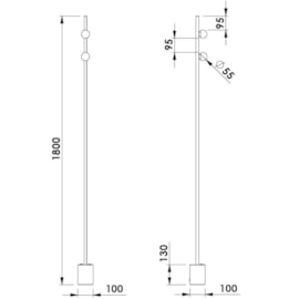 LUMINARIA DE CHAO FIT15 LED 2 ESFERAS 21,6W 3000K 127V 115X100X1800MM | NEWLINE LC15035LED1