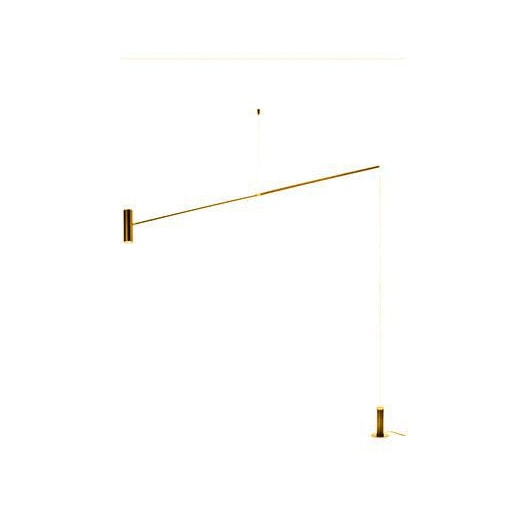 LUMINÁRIA DE CHÃO PISO LED COM CABO DE SUSTENTAÇÃO AO TETO 3000K 12W BIVOLT 250X192X12CM METAL DOURADO | SINDORA ILUMINAÇÃO DCD01154