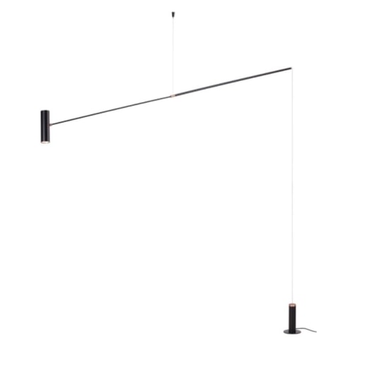 LUMINÁRIA DE CHÃO PISO LED COM CABO DE SUSTENTAÇÃO AO TETO 3000K 12W BIVOLT 250X192X12CM METAL PRETO | SINDORA ILUMINAÇÃO DCD01153