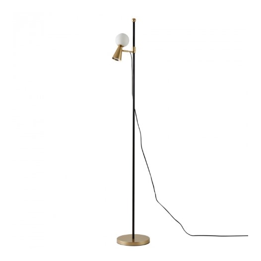 LUMINÁRIA DE CHÃO PISO TEAS 1 HALOPIN 163XØ25CM METAL E VIDRO DOURADO FOSCO E PRETO | NORDECOR 2476