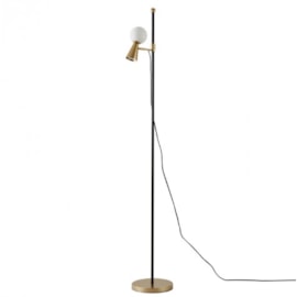 LUMINÁRIA DE CHÃO PISO TEAS 1 HALOPIN 163XØ25CM METAL E VIDRO DOURADO FOSCO E PRETO | NORDECOR 2476