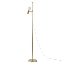 LUMINÁRIA DE CHÃO PISO TEAS 1 HALOPIN 163XØ25CM METAL E VIDRO DOURADO FOSCO | NORDECOR 2475