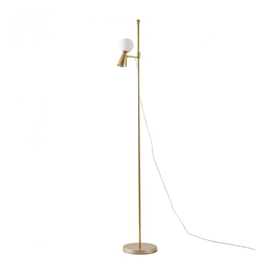 LUMINÁRIA DE CHÃO PISO TEAS 1 HALOPIN 163XØ25CM METAL E VIDRO DOURADO FOSCO | NORDECOR 2475