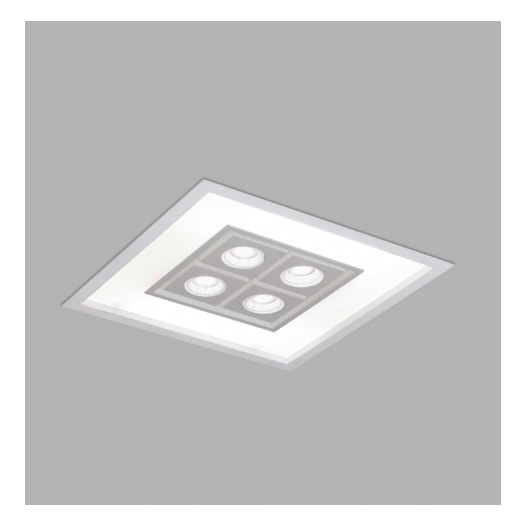 LUMINÁRIA DE EMBUTIR FOCUS QUADRADO 4 DICROICA MR16 50X50CM ALUMÍNIO E ACRÍLICO | USINA 4553/50 LUMINÁRIA DE EMBUTIR FOCUS QUADRADO 4 DICROICA MR16 50X50CM ALUMÍNIO E ACRÍLICO | USINA 4553/50