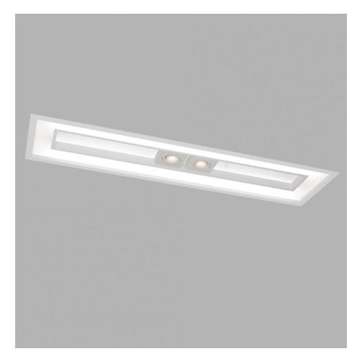 LUMINÁRIA DE EMBUTIR FOCUS RETANGULAR C/ SPOTS CENTRAL 2 DICROICA MR16 126X32,5CM ALUMÍNIO E ACRÍLICO | USINA 4554/125 LUMINÁRIA DE EMBUTIR FOCUS RETANGULAR C/ SPOTS CENTRAL 2 DICROICA MR16 126X32,5CM ALUMÍNIO E ACRÍLICO | USINA 4554/125