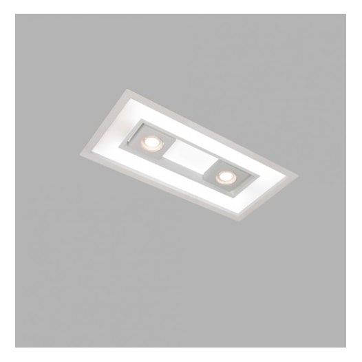 LUMINÁRIA DE EMBUTIR FOCUS RETANGULAR C/ SPOTS EXTREMOS 2 DICROICA MR16 65X32,5CM ALUMÍNIO E ACRÍLICO | USINA 4555/65 LUMINÁRIA DE EMBUTIR FOCUS RETANGULAR C/ SPOTS EXTREMOS 2 DICROICA MR16 65X32,5CM ALUMÍNIO E ACRÍLICO | USINA 4555/65
