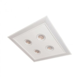 LUMINÁRIA DE EMBUTIR LED SCALA PRO QUADRADO 3000K 36,8W BIVOLT 4 DICROICA MR16 42X42CM ALUMÍNIO E ACRÍLICO | USINA 19231