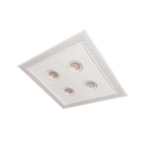 LUMINÁRIA DE EMBUTIR LED SCALA PRO QUADRADO 4000K 49,2W BIVOLT 4 AR70 62X62CM ALUMÍNIO E ACRÍLICO | USINA 19233/62LED4