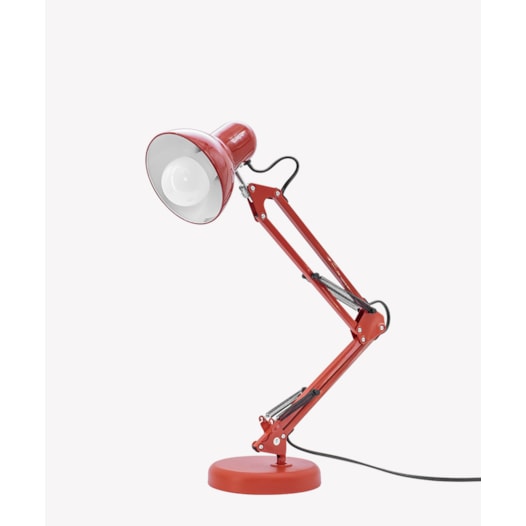 LUMINÁRIA DE MESA CLASSIC ARTICULÁVEL 1XE27 50X15CM FERRO VERMELHO | OPUS LED OPS 81768