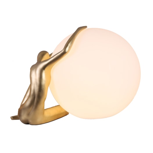 LUMINÁRIA DE MESA HUG 35X50CM METAL E VIDRO DOURADO E BRANCO FOSCO | SKYLIGHT SKY-4013AB-DO LUMINÁRIA DE MESA HUG 35X50CM METAL E VIDRO DOURADO E BRANCO FOSCO | SKYLIGHT SKY-4013AB-DO