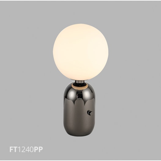 LUMINÁRIA DE MESA LATTEA 1X E14 Ø20X39,5CM METAL PRETO PEROLIZADO/VIDRO | FLAVO FT1240PP LUMINÁRIA DE MESA LATTEA 1X E14 Ø20X39,5CM METAL PRETO PEROLIZADO/VIDRO | FLAVO FT1240PP