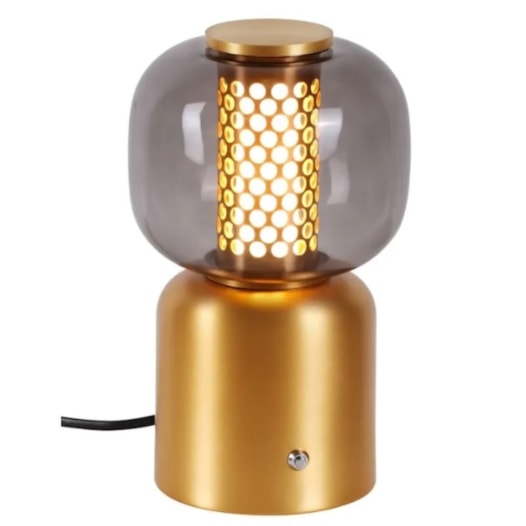 LUMINÁRIA DE MESA LED 3000K 6W BIVOLT 23XØ14CM ALUMÍNIO E VIDRO CHAMPANHE | SINDORA ILUMINAÇÃO DCT01197 LUMINÁRIA DE MESA LED 3000K 6W BIVOLT 23XØ14CM ALUMÍNIO E VIDRO CHAMPANHE | SINDORA ILUMINAÇÃO DCT01197