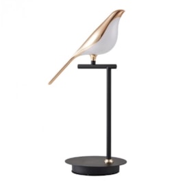 LUMINÁRIA DE MESA LED VOGEL 3000K 10W BIVOLT 46XØ18CM DOURADO E PRETO | NORDECOR 2433 LUMINÁRIA DE MESA LED VOGEL 3000K 10W BIVOLT 46XØ18CM DOURADO E PRETO | NORDECOR 2433