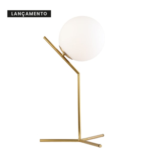 LUMINÁRIA DE MESA MYSTIC 52,5X30X30CM METAL E VIDRO DOURADO E BRANCO FOSCO | SKYLIGHT SKY-3080AB LUMINÁRIA DE MESA MYSTIC 52,5X30X30CM METAL E VIDRO DOURADO E BRANCO FOSCO | SKYLIGHT SKY-3080AB