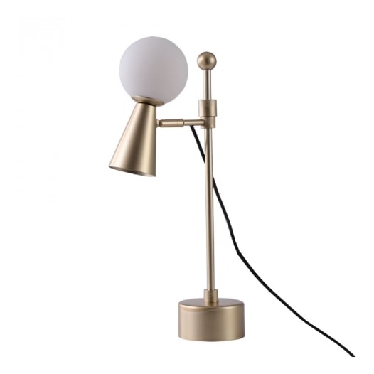 LUMINÁRIA DE MESA TEAS 1 HALOPIN 43XØ10CM METAL E VIDRO DOURADO FOSCO E PRETO | NORDECOR 2474 LUMINÁRIA DE MESA TEAS 1 HALOPIN 43XØ10CM METAL E VIDRO DOURADO FOSCO E PRETO | NORDECOR 2474