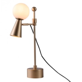 LUMINÁRIA DE MESA TEAS 1 HALOPIN 43XØ10CM METAL E VIDRO DOURADO FOSCO | NORDECOR 2473 LUMINÁRIA DE MESA TEAS 1 HALOPIN 43XØ10CM METAL E VIDRO DOURADO FOSCO | NORDECOR 2473