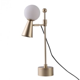 LUMINÁRIA DE MESA TEAS 1 HALOPIN 43XØ10CM METAL E VIDRO DOURADO FOSCO | NORDECOR 2473 LUMINÁRIA DE MESA TEAS 1 HALOPIN 43XØ10CM METAL E VIDRO DOURADO FOSCO | NORDECOR 2473