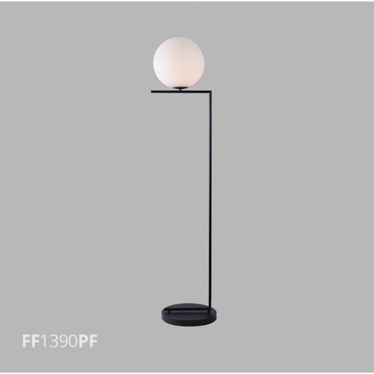LUMINÁRIA DE PISO LATTEA 1X E27 38X163CM METAL PRETO FOSCO/VIDRO | FLAVO FF1390PF LUMINÁRIA DE PISO LATTEA 1X E27 38X163CM METAL PRETO FOSCO/VIDRO | FLAVO FF1390PF