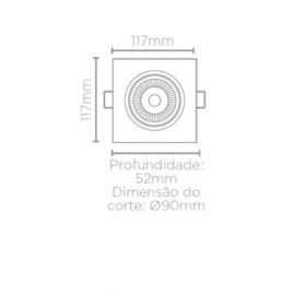 LUMINÁRIA EMBUTIR LED EASY QUADRADO 117X117X52MM PAR20 7W 3000K BIVOLT BRANCO | STELLA STH7920/30 LUMINÁRIA EMBUTIR LED EASY QUADRADO 117X117X52MM PAR20 7W 3000K BIVOLT BRANCO | STELLA STH7920/30