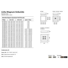 LUMINÁRIA EMBUTIR MAGNUM QUADRADO 2L E27 + 1L PAR20 250X250X100MM | USINA 3601/25