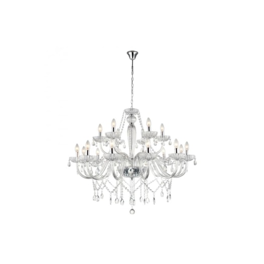 LUSTRE ANJOU METAL E VIDRO CROMADO E TRANSPARENTE 18XE14 | BELLA ILUMINAÇÃO JF118C LUSTRE ANJOU METAL E VIDRO CROMADO E TRANSPARENTE 18XE14 | BELLA ILUMINAÇÃO JF118C