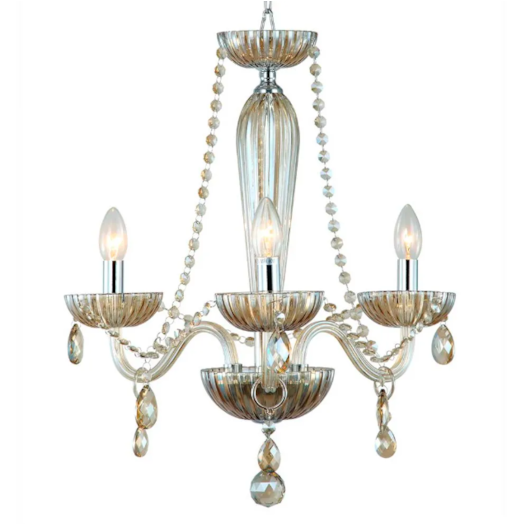 LUSTRE ANJOU Ø42X54CM 3XE14 127V / 220V  METAL CROMADO E VIDRO CHAMPAGNE | BELLA ILUMINAÇÃO JF013A LUSTRE ANJOU Ø42X54CM 3XE14 127V / 220V  METAL CROMADO E VIDRO CHAMPAGNE | BELLA ILUMINAÇÃO JF013A