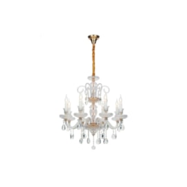 LUSTRE ELYSEE DOURADO E TRANSPARENTE 72X72X78CM 8XE14 320W | BELLA ILUMINAÇÃO BK5308