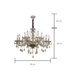 LUSTRE MARIA THEREZA METAL, CRISTAL E VIDRO CHAMPANHE 15XE14 | HEVVY 0530 SL-9840/H15 CHP