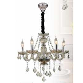 LUSTRE MARIA THEREZA METAL, CRISTAL E VIDRO CHAMPANHE 5XE14 | HEVVY 0527 SL-9840/H5 CHP