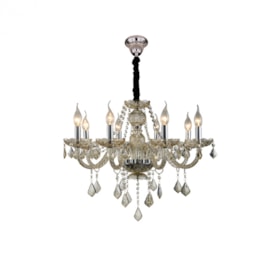 LUSTRE MARIA THEREZA METAL, CRISTAL E VIDRO CHAMPANHE 8XE14 | HEVVY 0528 SL-9840/H8