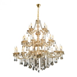 LUSTRE MARIA THEREZA METAL, CRISTAL E VIDRO CHAMPANHE E DOURADO 30XE14 | HEVVY 0870 SL-9840/H30 CHP+GD LUSTRE MARIA THEREZA METAL, CRISTAL E VIDRO CHAMPANHE E DOURADO 30XE14 | HEVVY 0870 SL-9840/H30 CHP+GD