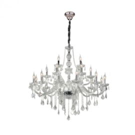 LUSTRE MARIA THEREZA METAL, CRISTAL E VIDRO PRATA TRANSPARENTE 21XE14 | HEVVY 0524 SL-9840/H21 TR