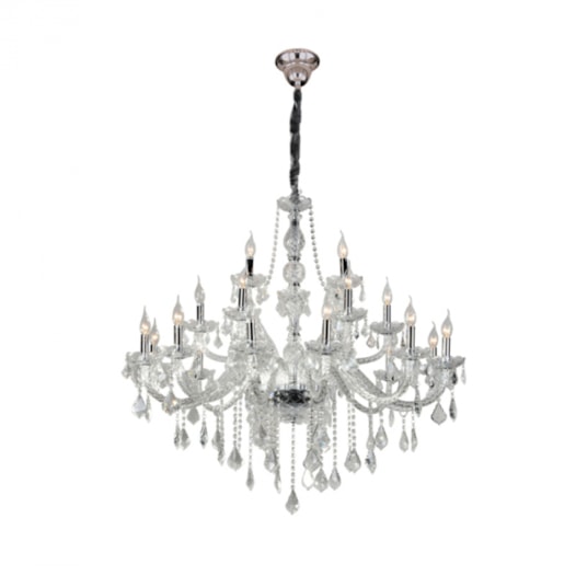 LUSTRE MARIA THEREZA METAL, CRISTAL E VIDRO PRATA TRANSPARENTE 21XE14 | HEVVY 0524 SL-9840/H21 TR