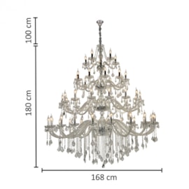 LUSTRE MARIA THEREZA METAL, CRISTAL E VIDRO PRATA TRANSPARENTE 50XE14 | HEVVY 0526 SL-9840/H50 TR