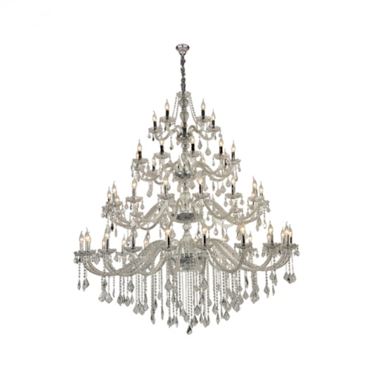 LUSTRE MARIA THEREZA METAL, CRISTAL E VIDRO PRATA TRANSPARENTE 50XE14 | HEVVY 0526 SL-9840/H50 TR