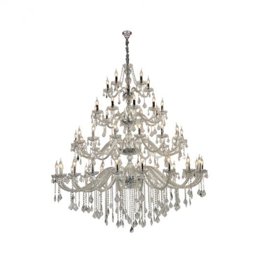 LUSTRE MARIA THEREZA METAL, CRISTAL E VIDRO PRATA TRANSPARENTE 50XE14 | HEVVY 0526 SL-9840/H50 TR LUSTRE MARIA THEREZA METAL, CRISTAL E VIDRO PRATA TRANSPARENTE 50XE14 | HEVVY 0526 SL-9840/H50 TR