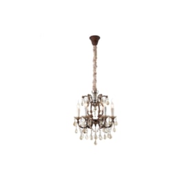 LUSTRE PASSY BRONZE E CONHAQUE E TRANSP 45X45X50CM 6XE14 240W | BELLA ILUMINAÇÃO AQ028S