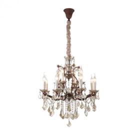 LUSTRE PASSY BRONZE E CONHAQUE E TRANSP 65X65X70CM 12XE14 | BELLA ILUMINAÇÃO AQ028L LUSTRE PASSY BRONZE E CONHAQUE E TRANSP 65X65X70CM 12XE14 | BELLA ILUMINAÇÃO AQ028L