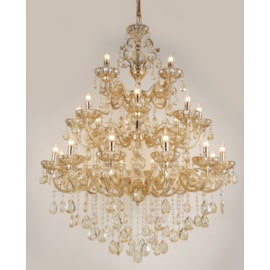 LUSTRE PENDENTE 24 BRAÇOS Ø95X150CM CRISTAL E METAL DOURADO | SINDORA ILUMINAÇÃO DCD00409-12+8+4